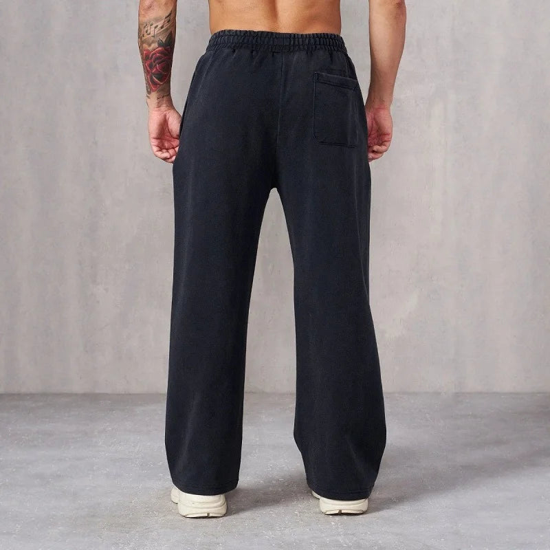 New Embroidered Men's Sports Pants for Slow Running, Muscle Fitness, Straight Leg, Casual Pants, Sports Trends, Shooting Sports,