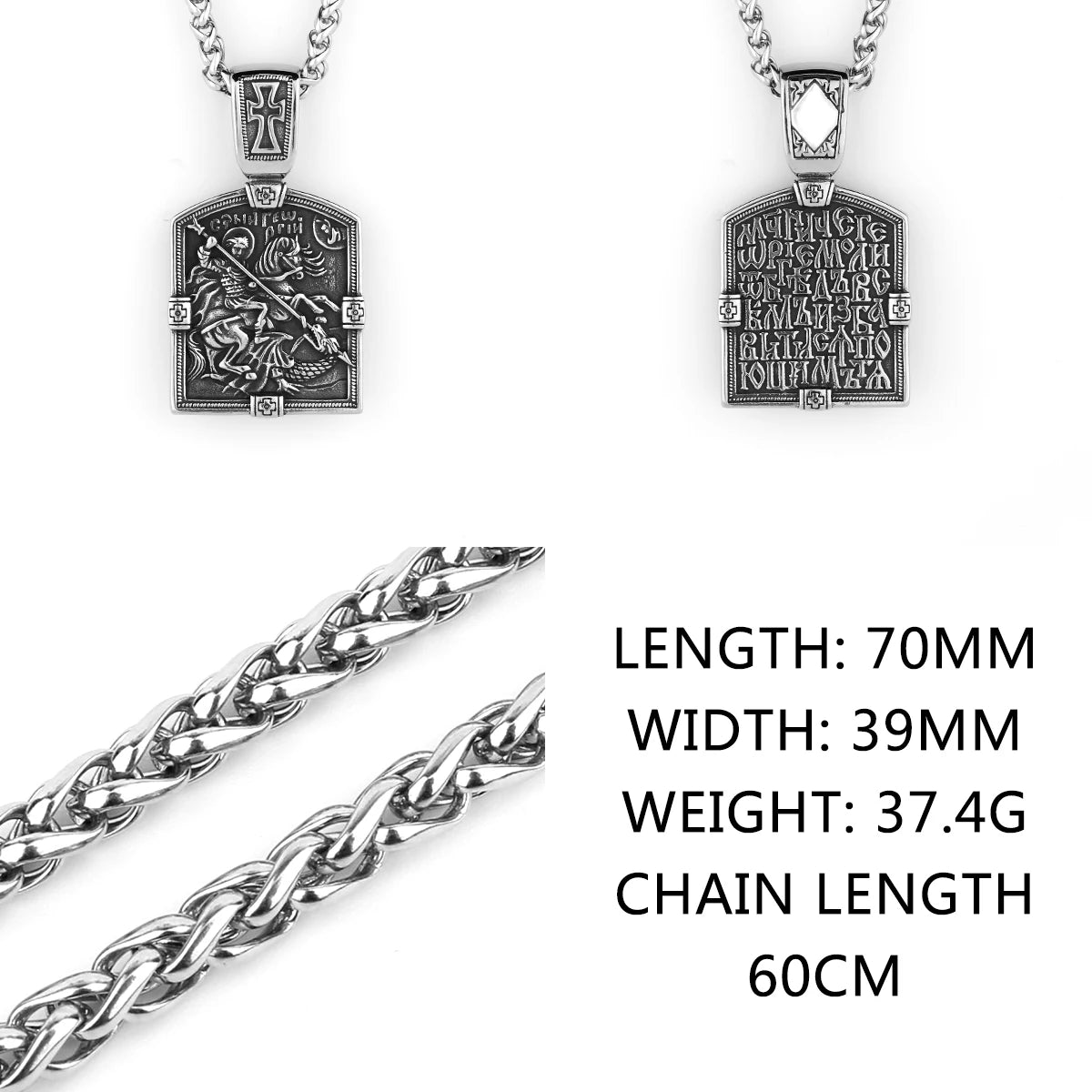 Saint George Cross Pendant and Necklace, Handmade Stainless Steel