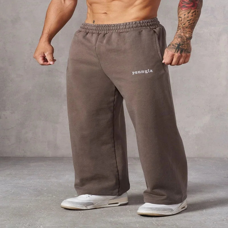 New Embroidered Men's Sports Pants for Slow Running, Muscle Fitness, Straight Leg, Casual Pants, Sports Trends, Shooting Sports,
