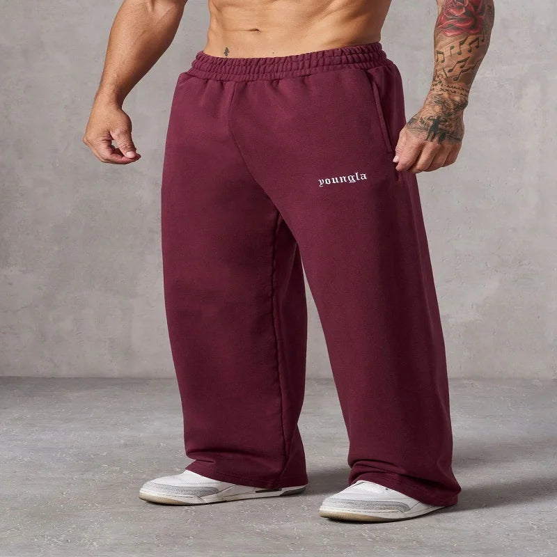 New Embroidered Men's Sports Pants for Slow Running, Muscle Fitness, Straight Leg, Casual Pants, Sports Trends, Shooting Sports,