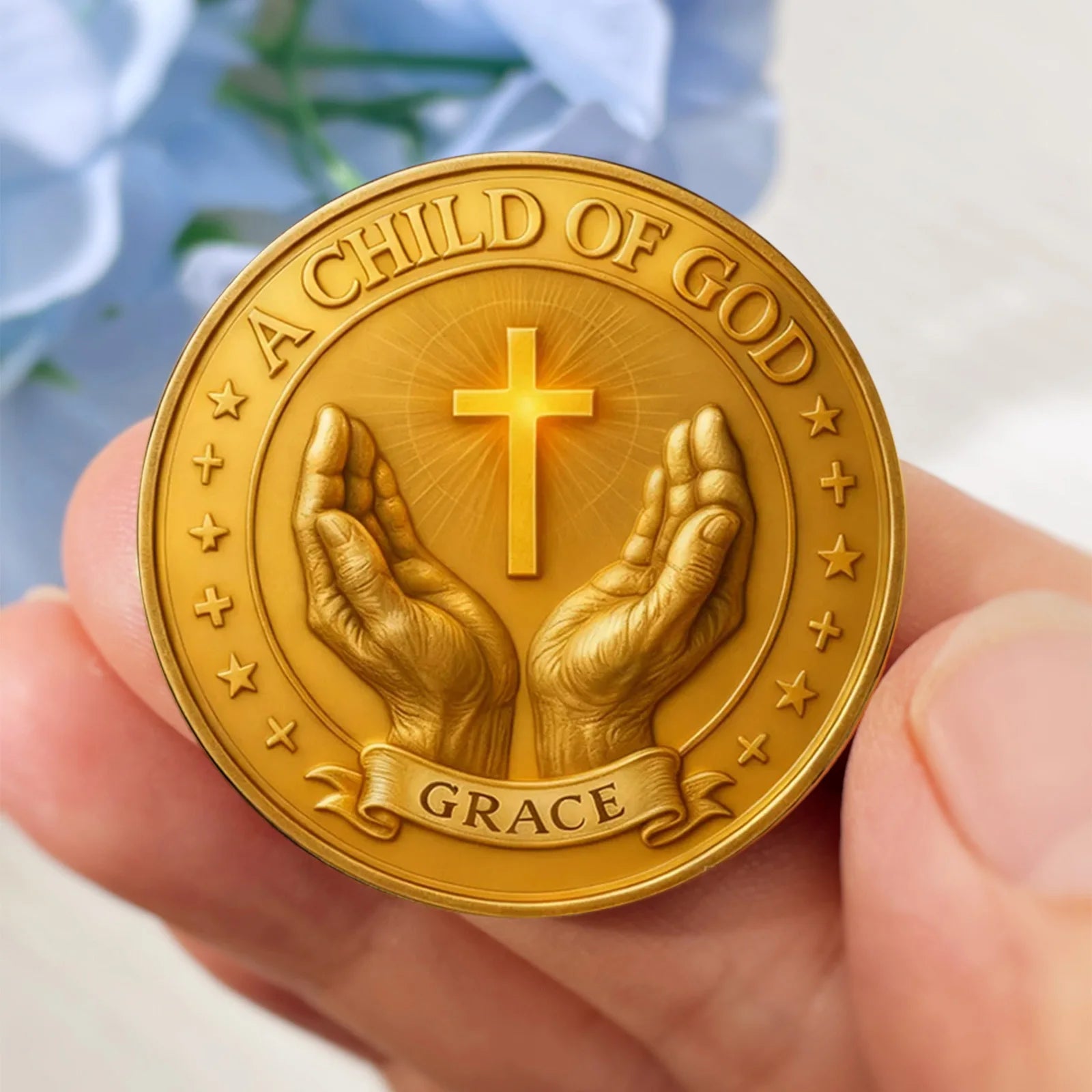 A Warrior of Christ Gold Plated Collection Coin A Man of Faith Printing Knight Challenge Coin