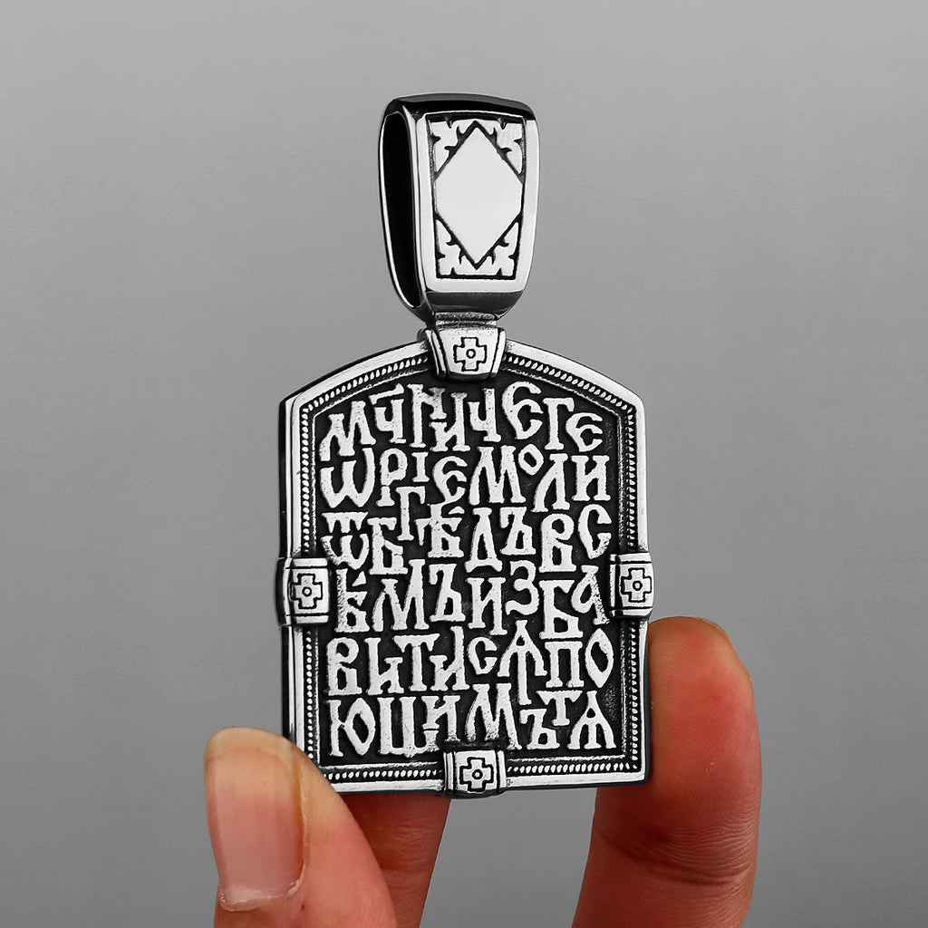 Saint George Cross Pendant and Necklace, Handmade Stainless Steel