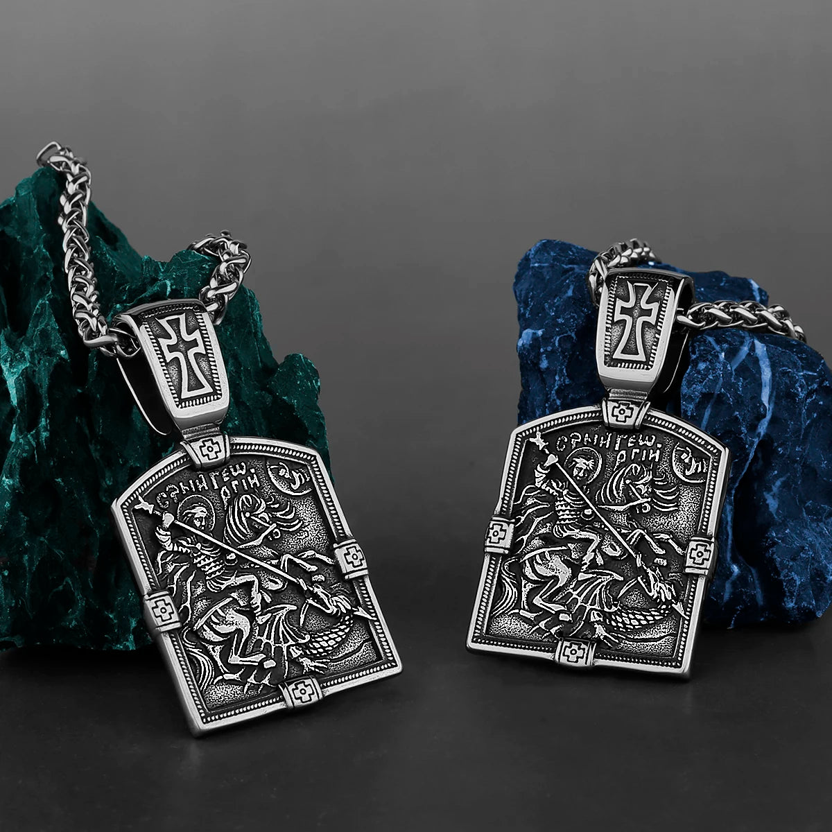 Saint George Cross Pendant and Necklace, Handmade Stainless Steel
