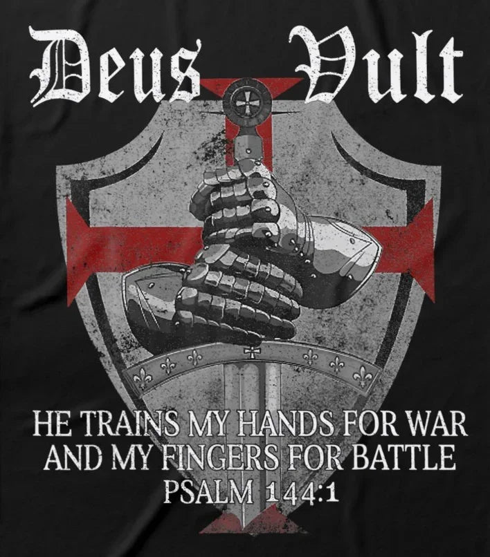 Crusaders Christian Warrior Psalm 144:1 Knight Templar T-Shirt 100% Cotton O-Neck Short Sleeve Casual Mens T-shirt Size S-3XL