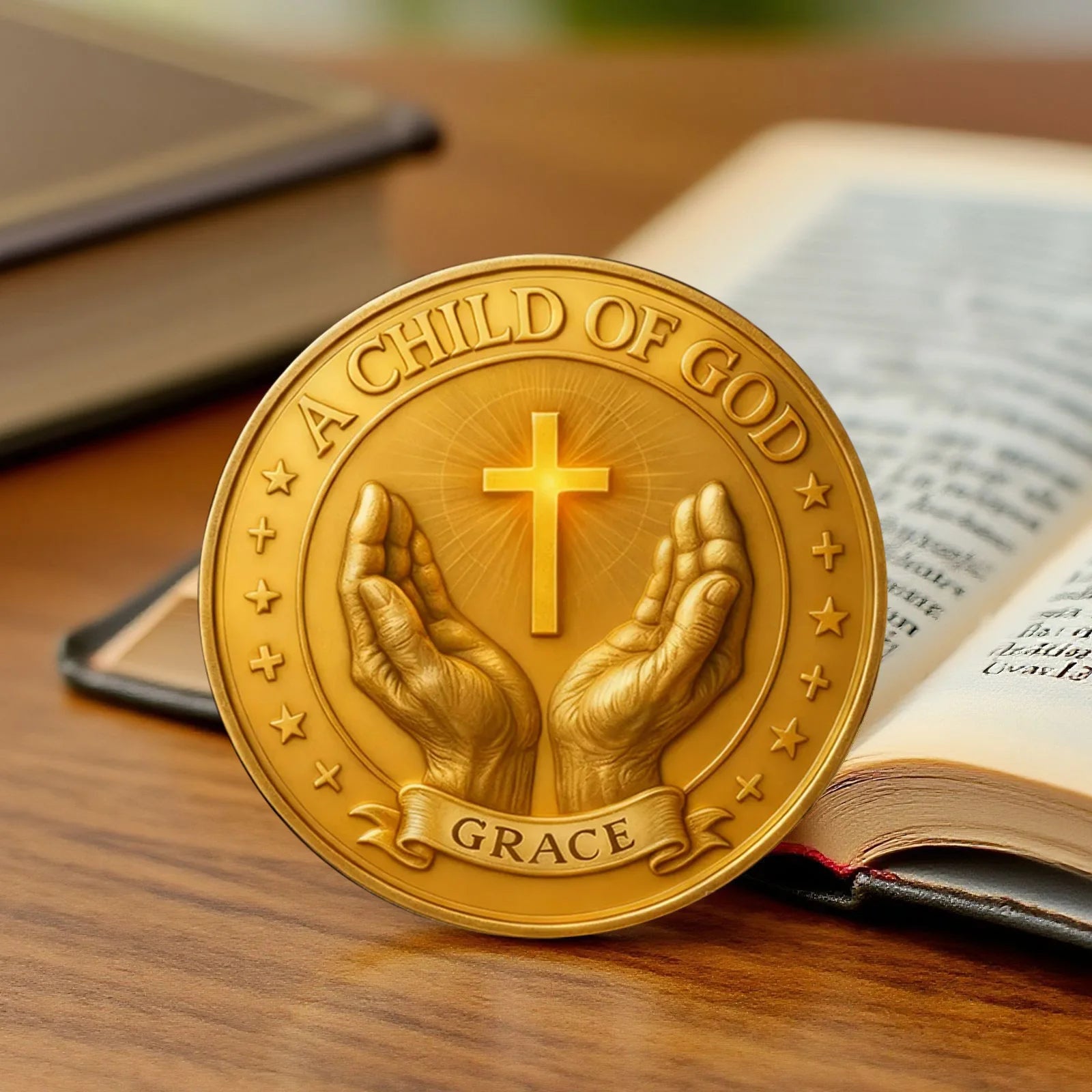 A Warrior of Christ Gold Plated Collection Coin A Man of Faith Printing Knight Challenge Coin